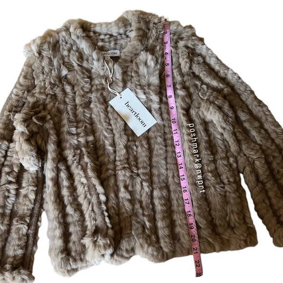 NWT 🐰 HEARTLOOM Rosa Jacket Rabbit Fur Latte Tan Camel Beige Tan XS 0 2 - Picture 8 of 12